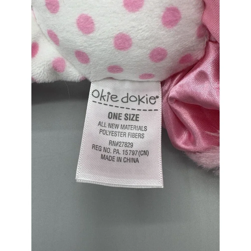 Okie Dokie Pink Plush Blonde Doll Rattle Polka Dots Swirl Skirt 10
